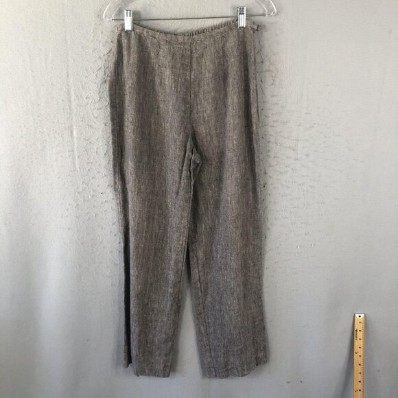 Dana Buchman Pantsuit Womens 6 Gray Linen Button Blazer Straight Leg Career - Picture 3 of 16